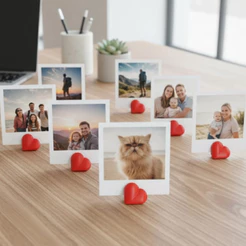 Porta Retrato Coração Suporte Para Foto Polaroid Instax Decoração Mesa Lembrancinha Casamento 15 Anos e Batizado
