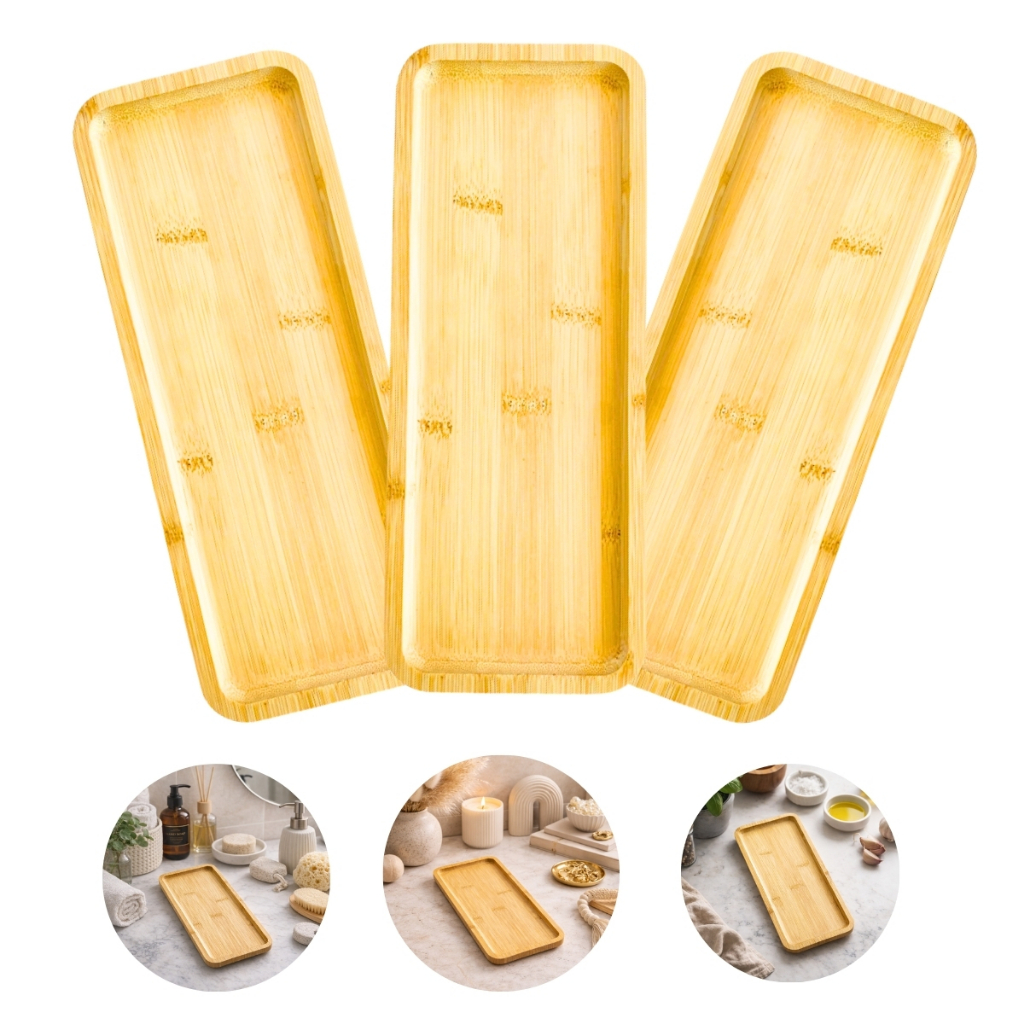 Bandeja de Bambu Travessa de Bambu Bandeja Decorativa para Banheiro Mesa Posta