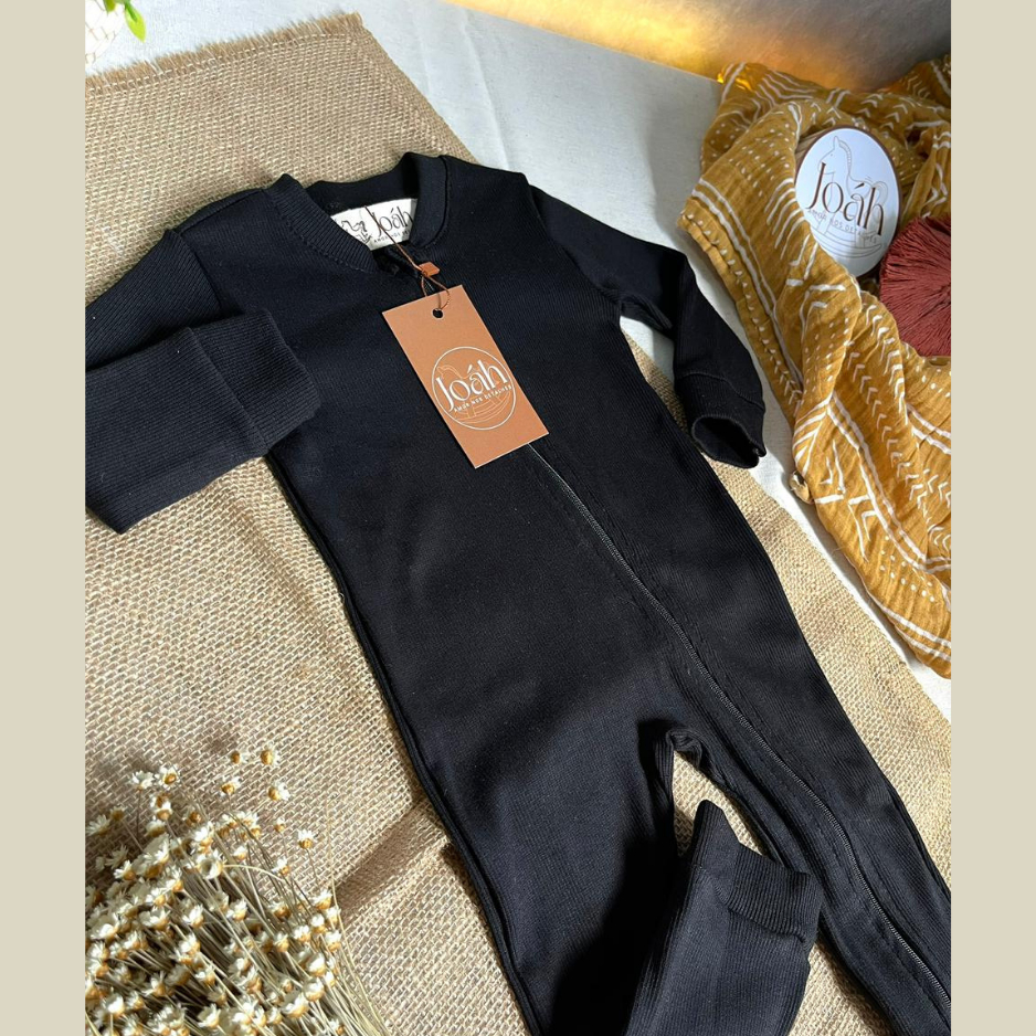 KIT 2 UNIDADES MACACÃO BEBE ALGODÃO CANELADO COM ZIPER MINIMALISTA NEUTRO MENINO  MENINA ENXOVAL