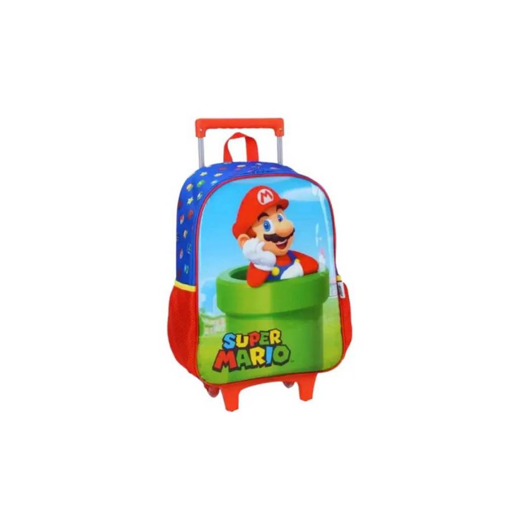 Mochila com Rodinhas Carrinho Super Mario Bros Escolar