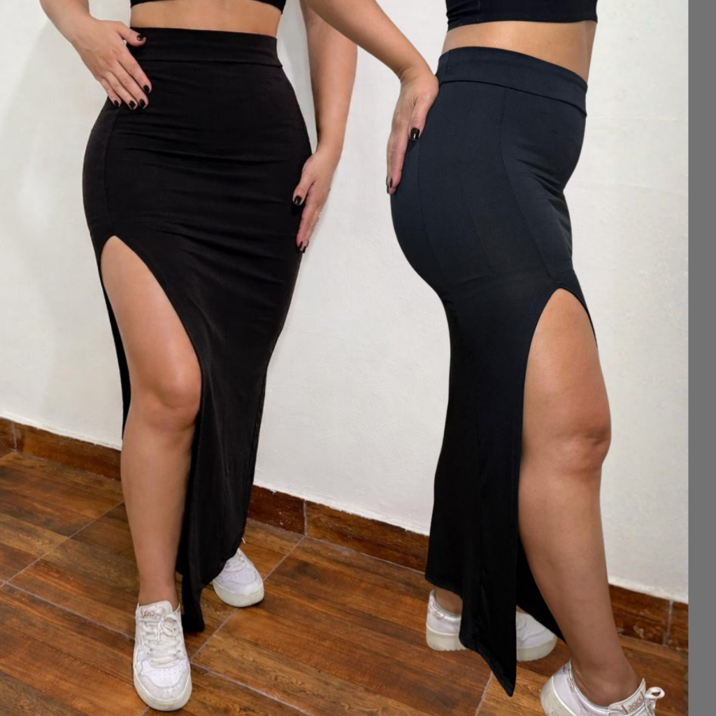 Saia Midi Feminina Longa Cintura Alta com Fenda Leve Casual Moda Verão Elegante em Oferta na Shopee