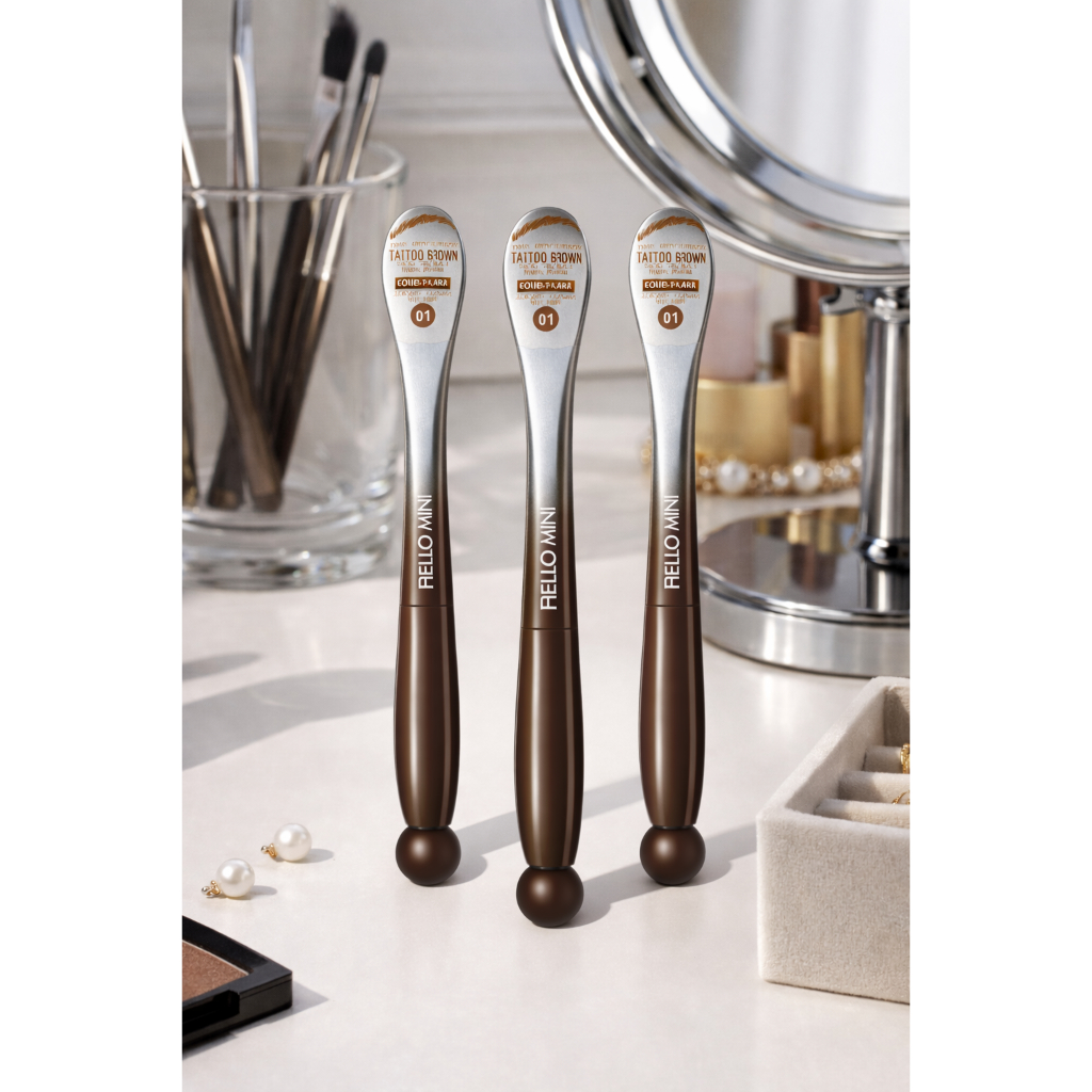 Kit 3 Caneta para Sobrancelha HELLO MINI Sortidas Preto E Marrom  Natural Alta Precisão Microblading à Prova d’Água