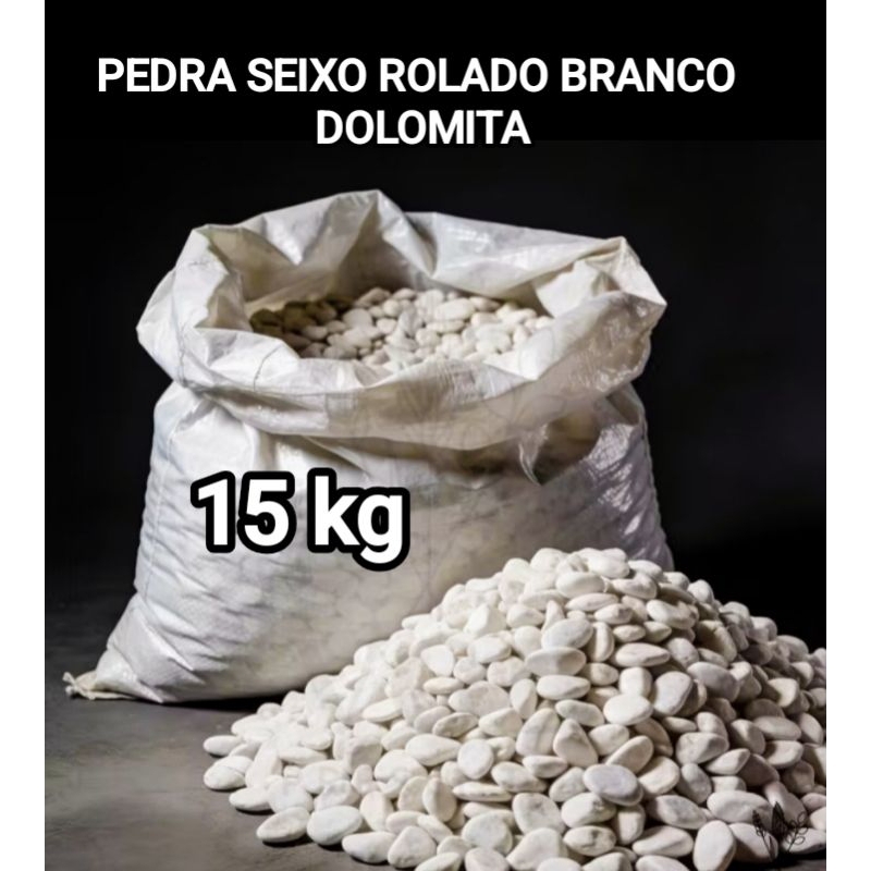 Seixo Branco Dolomita Pedra Branca Para Jardim Vaso 15kg Natural Jardinagem Canteiro Caminho em Oferta na Shopee