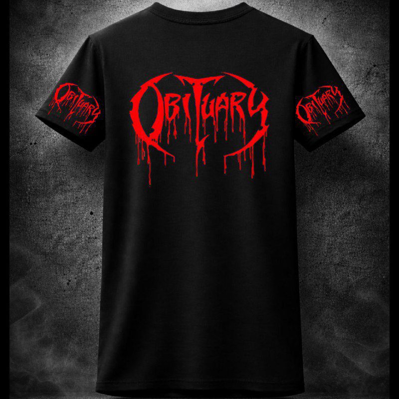 Camiseta Obituary Death Metal | Logo Vermelho | 100% Algodão | Estampa em Poliuretano