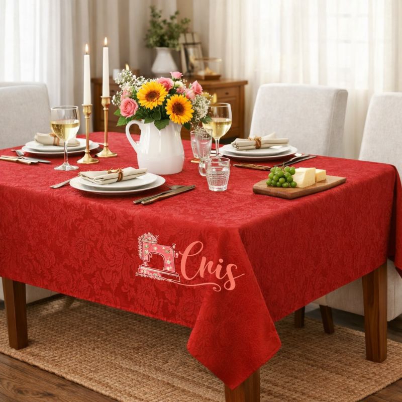 Toalha de Mesa Jacquard 6 Lugares Premium / Tecido Grosso  e Elegante em Oferta na Shopee