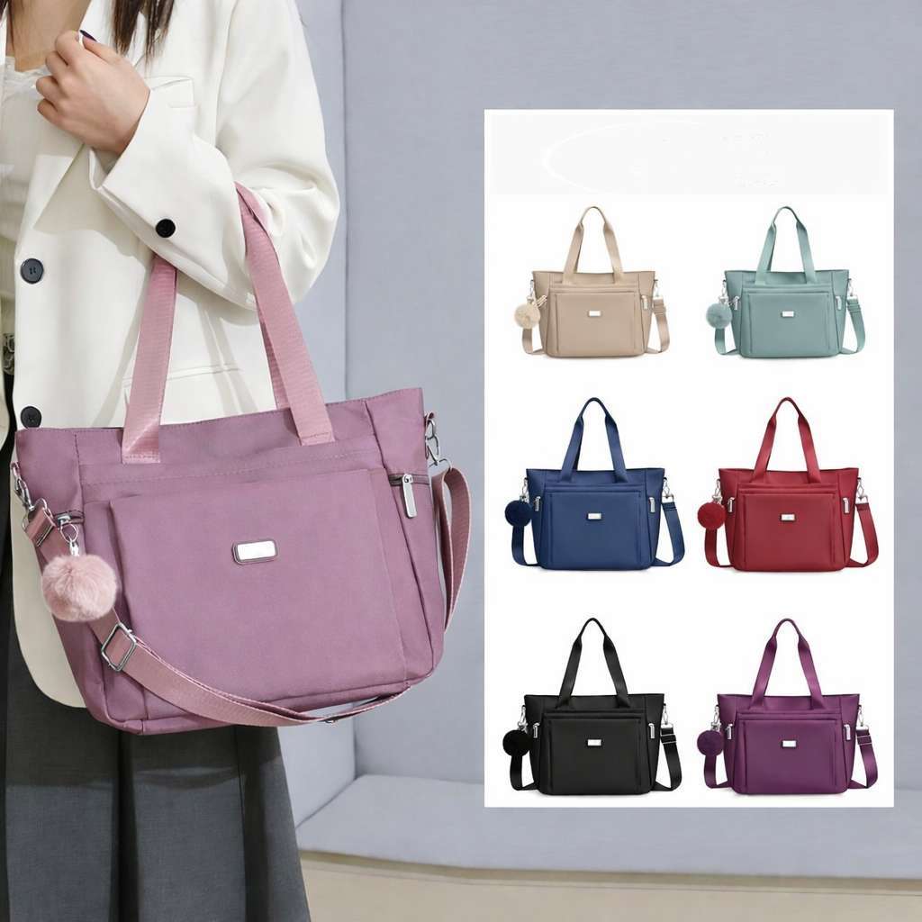 Bolsa Feminina Com Chaveiro Pompom Nylon Grande De Ombro E Transversal Sacola Para Viagem Faculdade YC50# em Oferta na Shopee