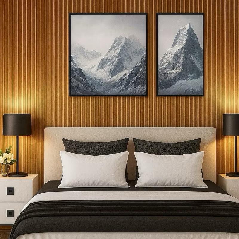 Kit até 100 Placas Ripado autocolante Painel Decorativo em MDF Premium 45x11cm | ENVIO IME...