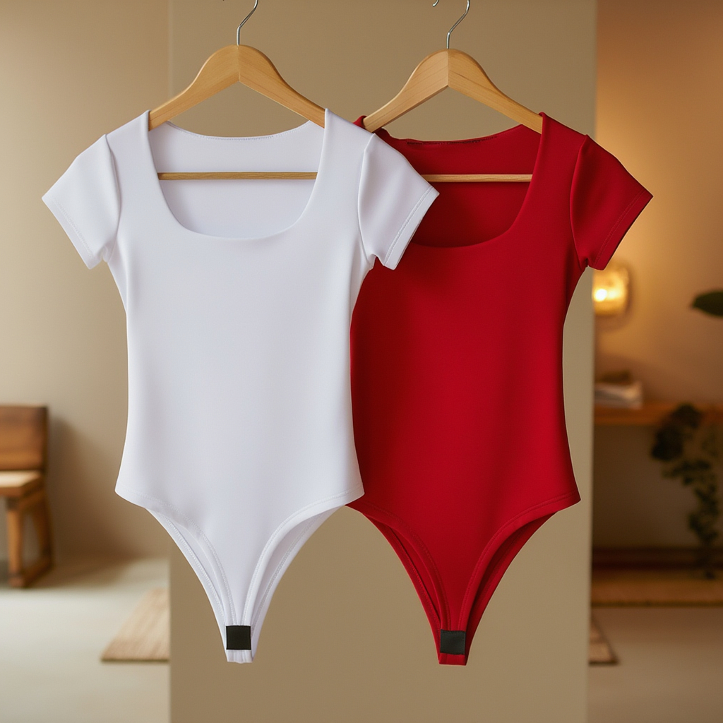 Kit 2 Body Feminino do P ao G1 Com Forro Premium Plus Size Decote Quadrado Suplex Verão Tendência