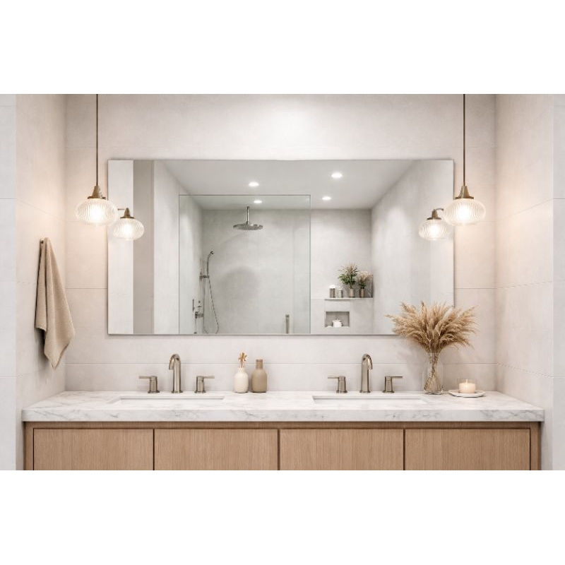Espelho Grande Lapidado Várias Medidas Para Quarto/Sala/Banheiro Fixação com Botão Francês