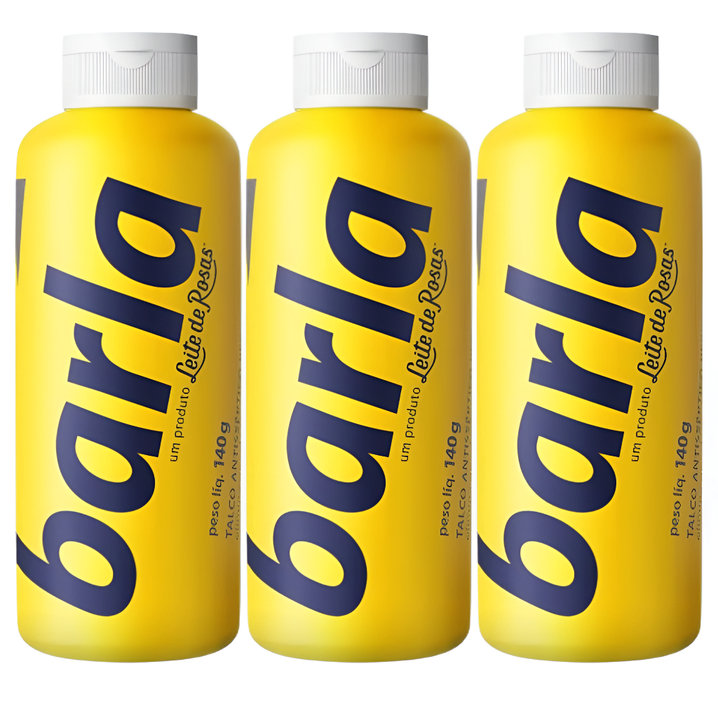 Kit 3 Talco Leite De Rosas Barla Antisséptico Perfumado - 140g Cada