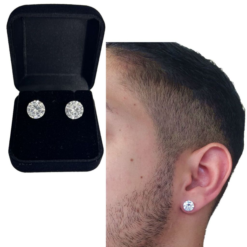 Brinco Prata 925 Legítima Masculino Com Caixinha de Veludo Para Presente em Oferta na Shopee