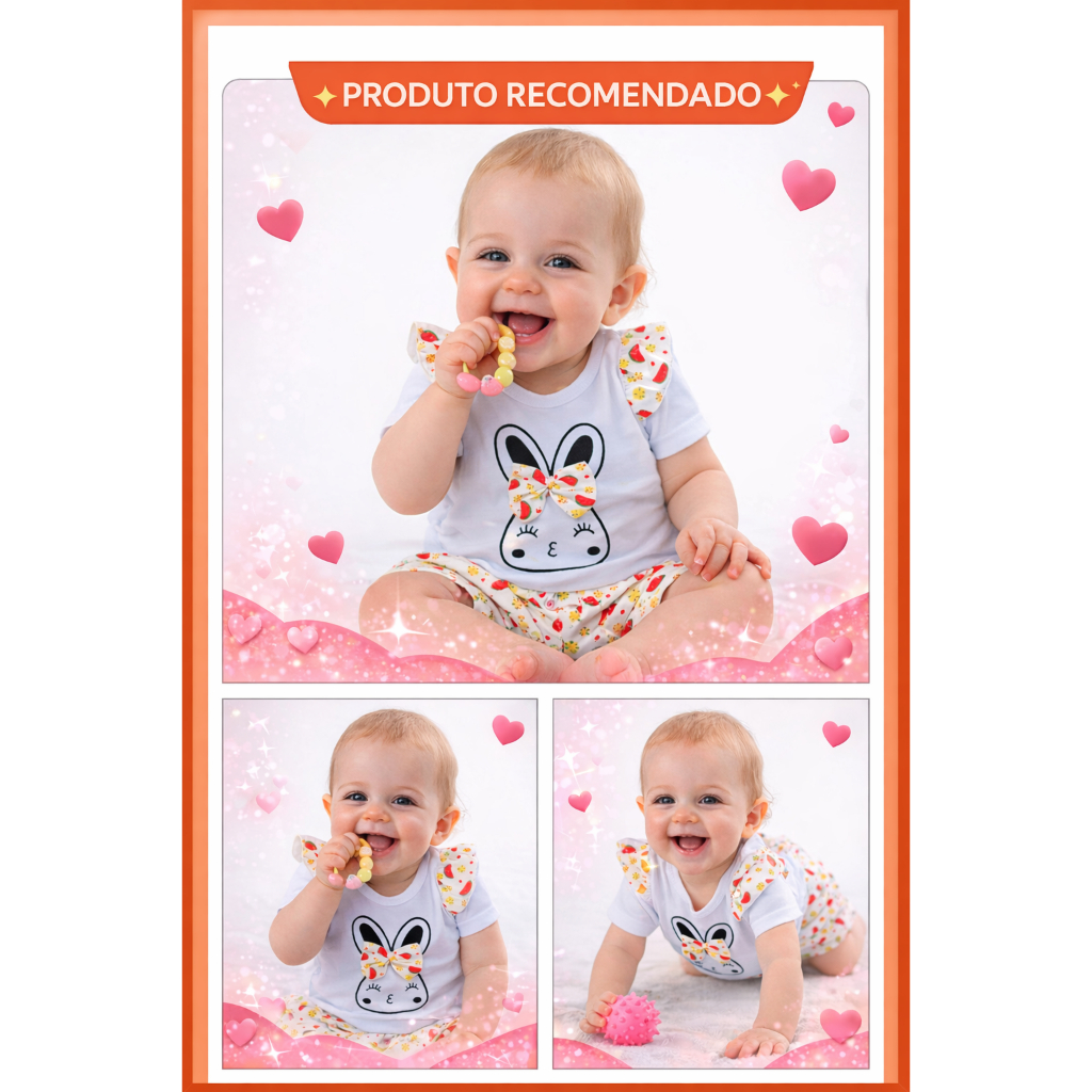Conjunto Bebê Menina Coelhinha | Roupa Infantil Feminina Confortável, Fofa e Perfeita para Páscoa