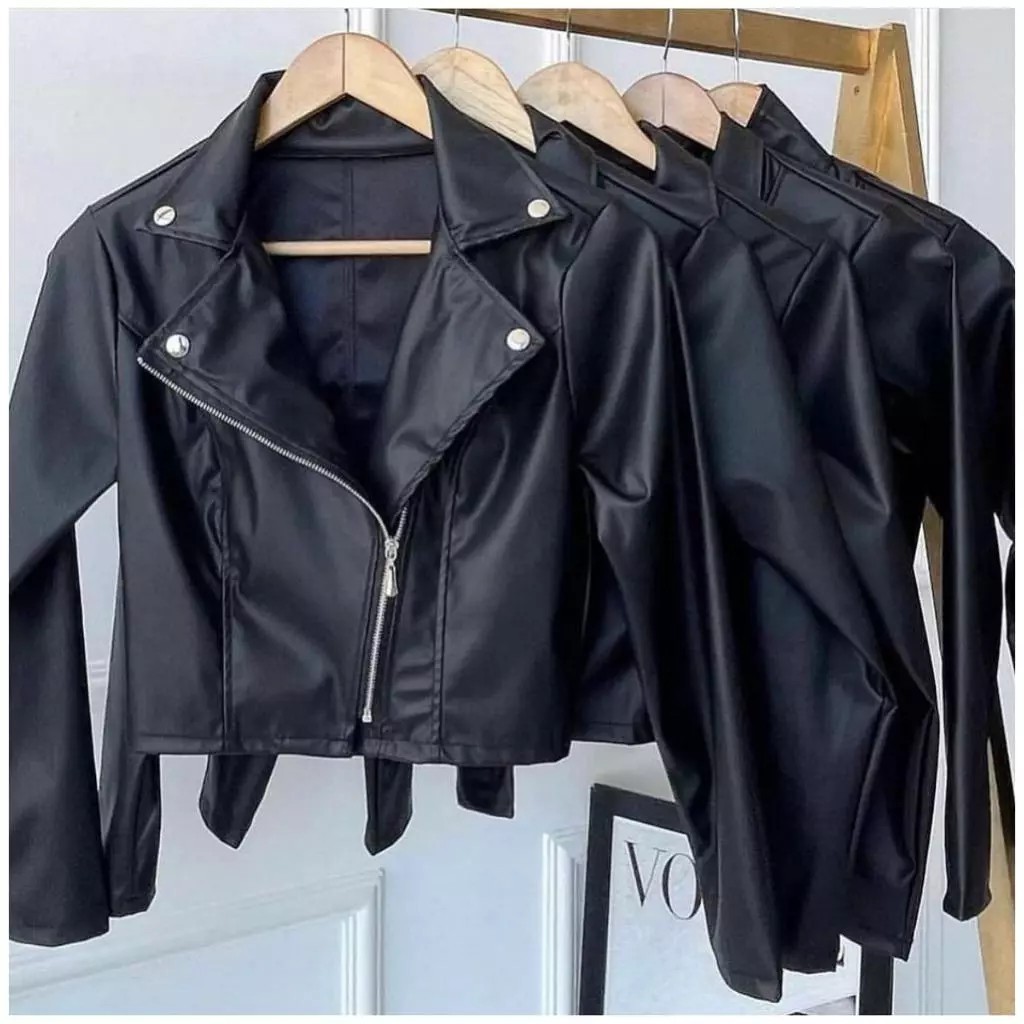 Jaqueta De Couro Feminina Com Ziper Inverno Elegante — imagem 2 de 2