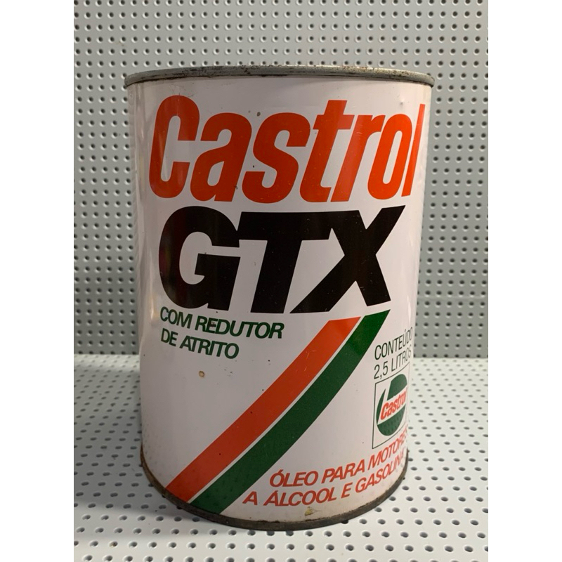 Lata vazia antiga Castrol GTX 2,5 Lt óleo lubrificante carro anos 80/90