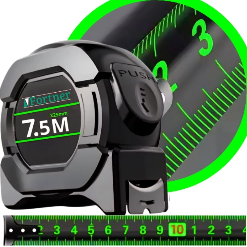 Trena Profissional Fita Métrica Fluorescente Com Trava Automático 7,5 M