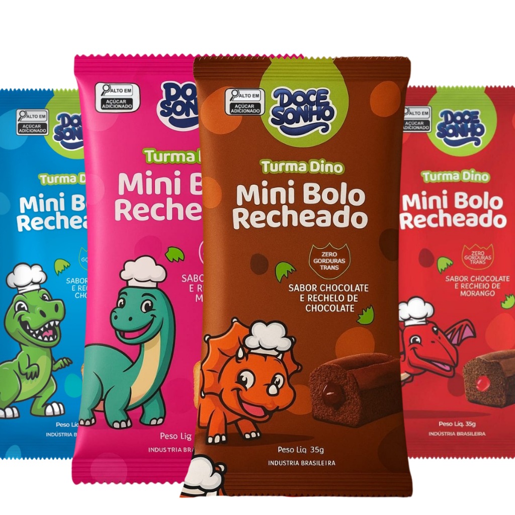 Kit 4 Caixa Bolinho Recheado Doce Mini Merenda Bolo Criança Escola Dia Dia Kids Turma Dino Recreio em Oferta na Shopee