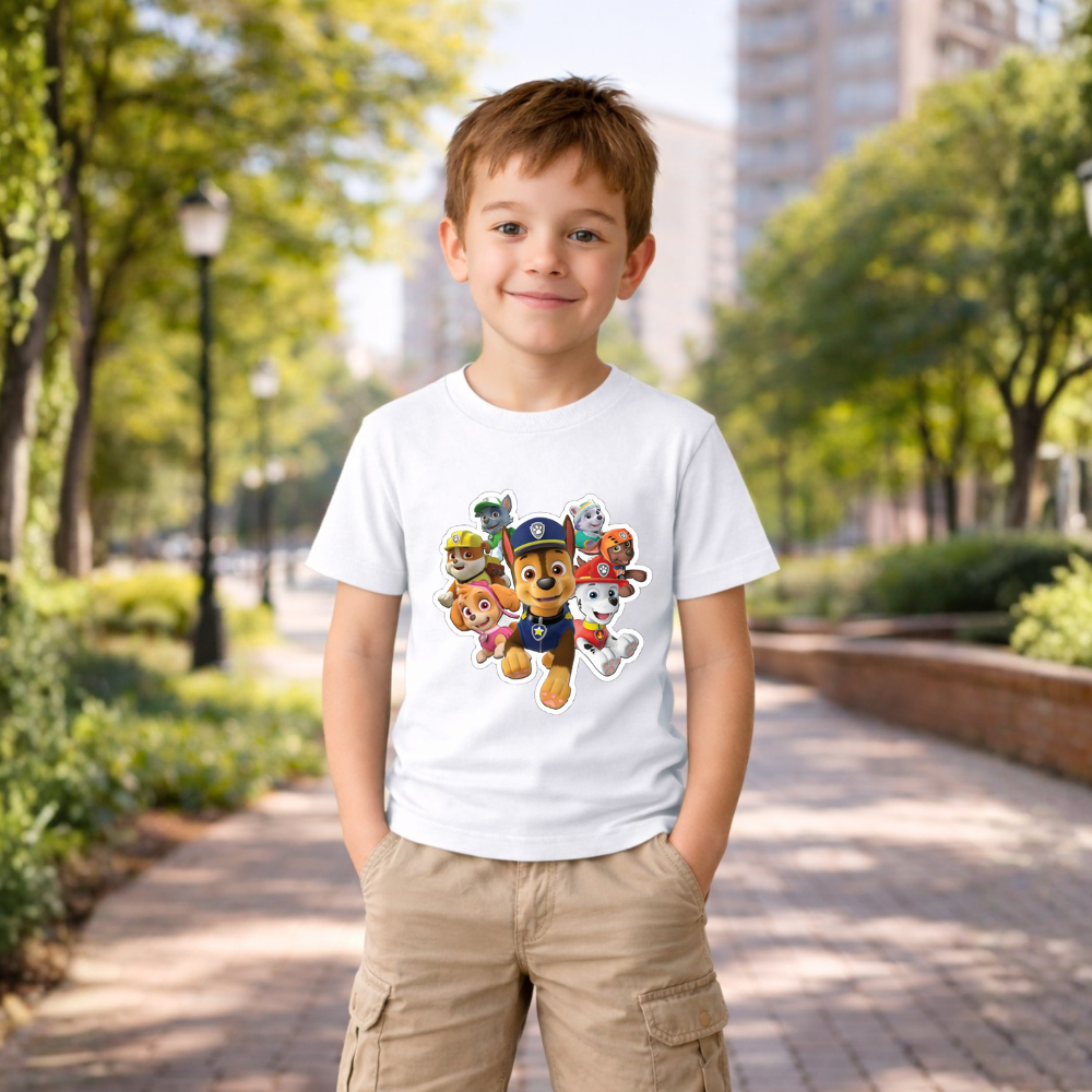 Camiseta Infantil Personagens de Desenho Estampada Blusa Infantil Menino Roupa Criança Algodão Confortável