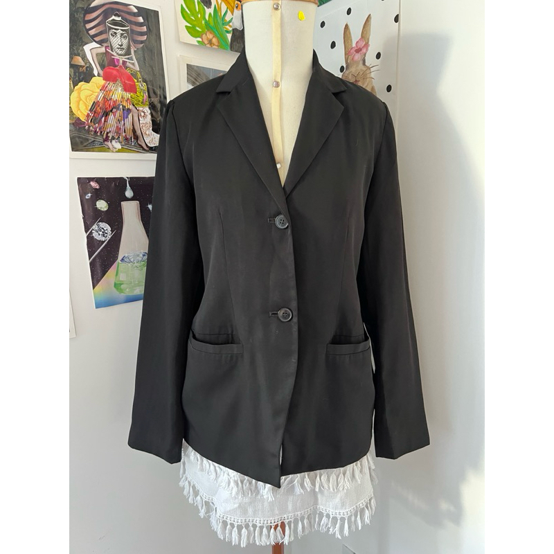 [ALFAIATARIA] blazer clássico alfaiataria feminino preto clássico tamanho P brechó