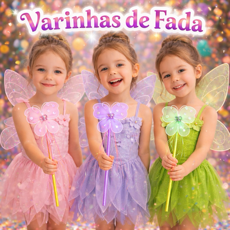 Varinha de Fada Carnaval Infantil Borboleta Menina Festa