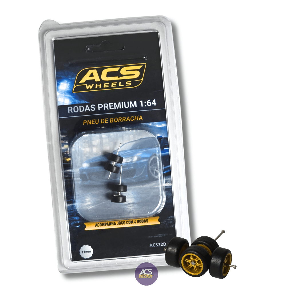 Roda 1:64 com Pneu de Borracha – ACS Wheels Track Six