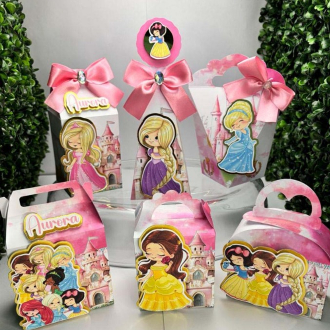 PEGUE E MONTE - Kit Festa Personalizados PRINCESAS CUTE Lembrancinhas Caixinhas para festa -  FAZEMOS OUTROS TEMAS