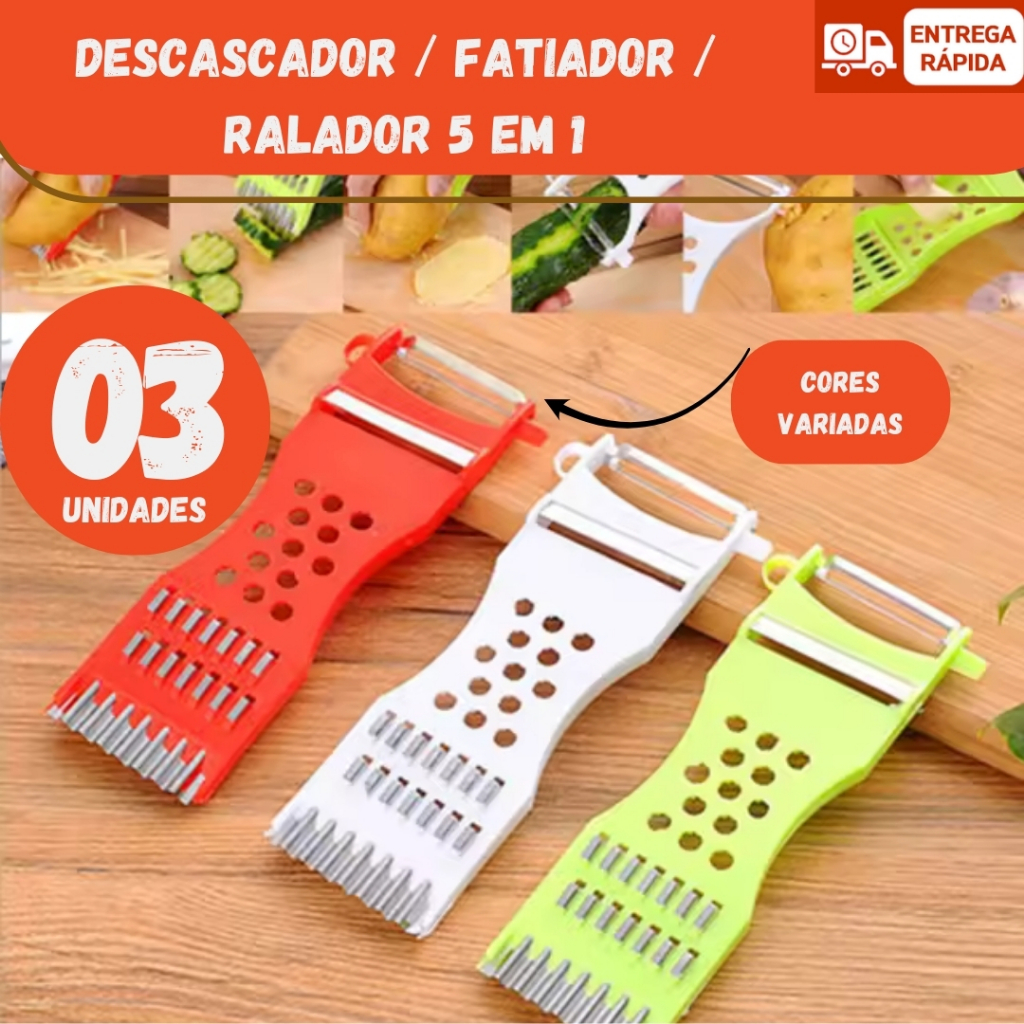 Descascador  Ralador de Frutas e Legumes 5 em 1 em Oferta na Shopee