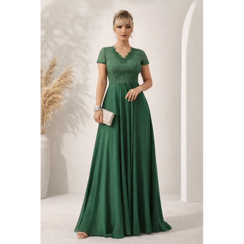 Vestido longo para madrinhas evangélico moda cristã manga curta elegante em Oferta na Shopee