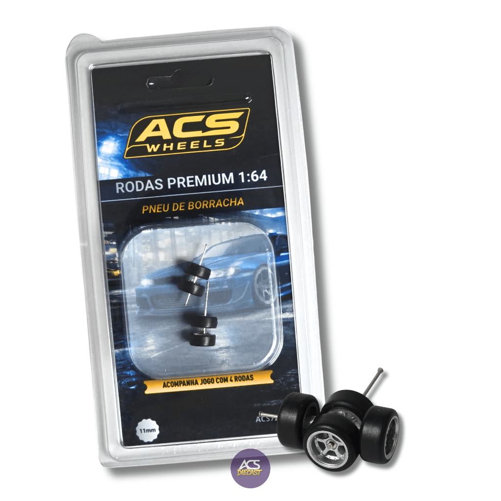 Roda 1:64 com Pneu de Borracha – ACS Wheels Torque Classic