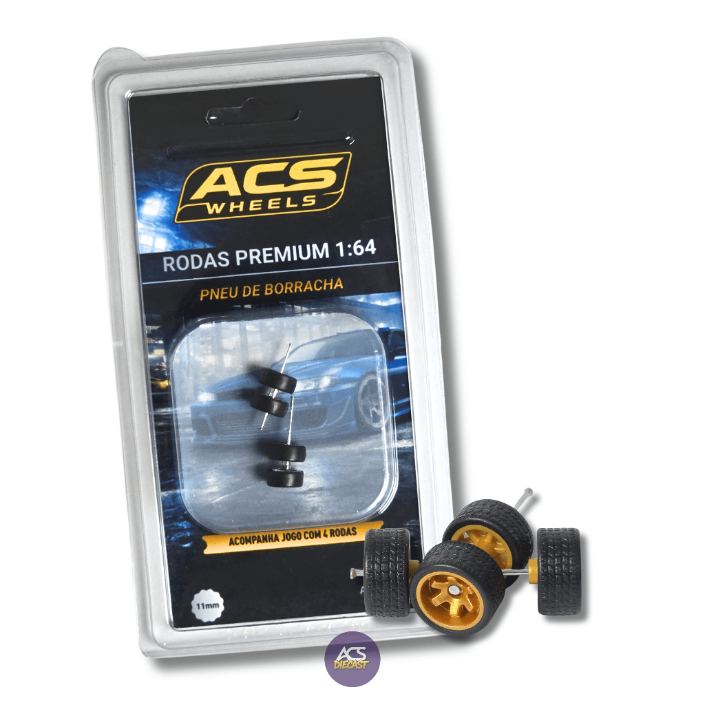 Roda 1:64 com Pneu de Borracha – ACS Wheels Trail Torque Gold