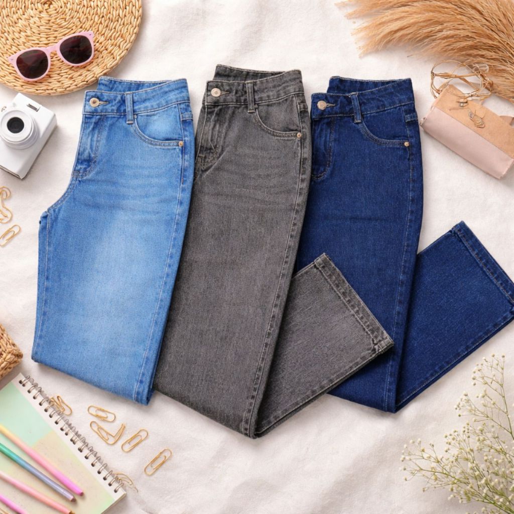 kit 03 calça menina wede leg infantil juvenil pantalona escolar casual premium em Oferta na Shopee