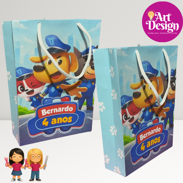 Sacolinha Personalizada Detetive Labrador PEGUE E MONTE / Tamanho P ou M  Lembrancinha Aniversário