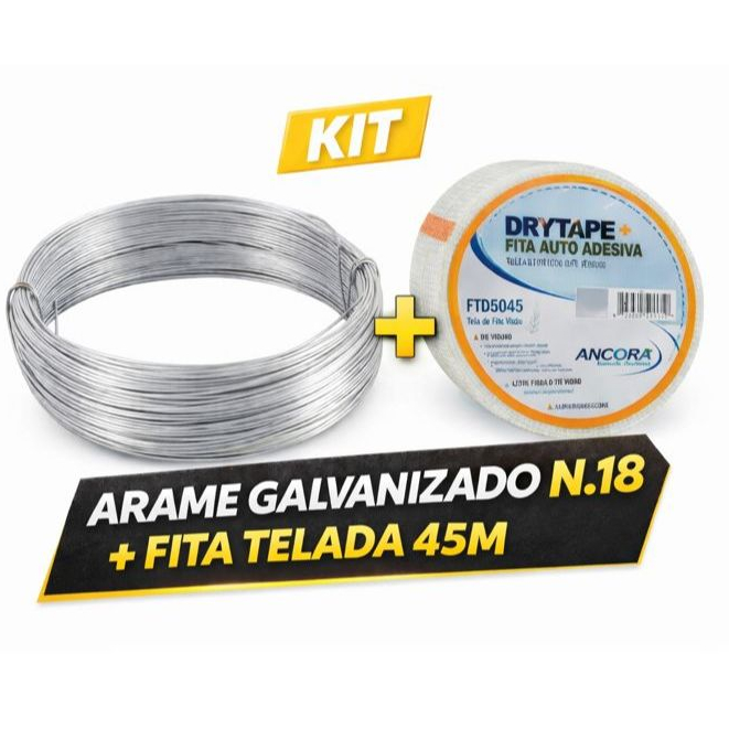 Kit Fita Telada Drywall Âncora 45m + Arame Galvanizado N18 1kg ≈108m|Reparo de Trincas, Forro, Isopor, Gesso e Alvenaria