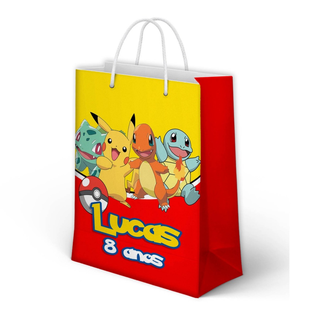 Sacolinha Pokemon Personalizada para Aniversário/ Lembrancinha Festa Infantil / Qualquer nome e idade