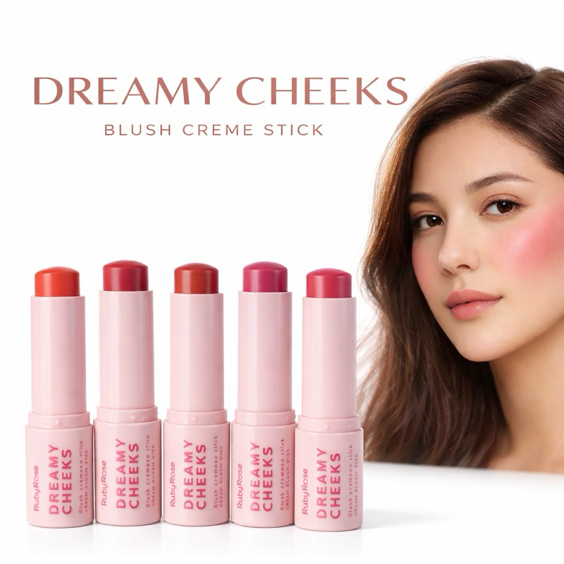 Blush Cremoso Stick Ruby Rose Dreamy Cheeks – Efeito Natural e Fácil de Esfumar
