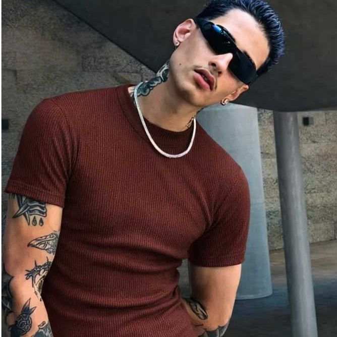 Camisa Masculina Canelada Americana Blusa Americana Masculina Camisa Slim Americana Slim Marrom