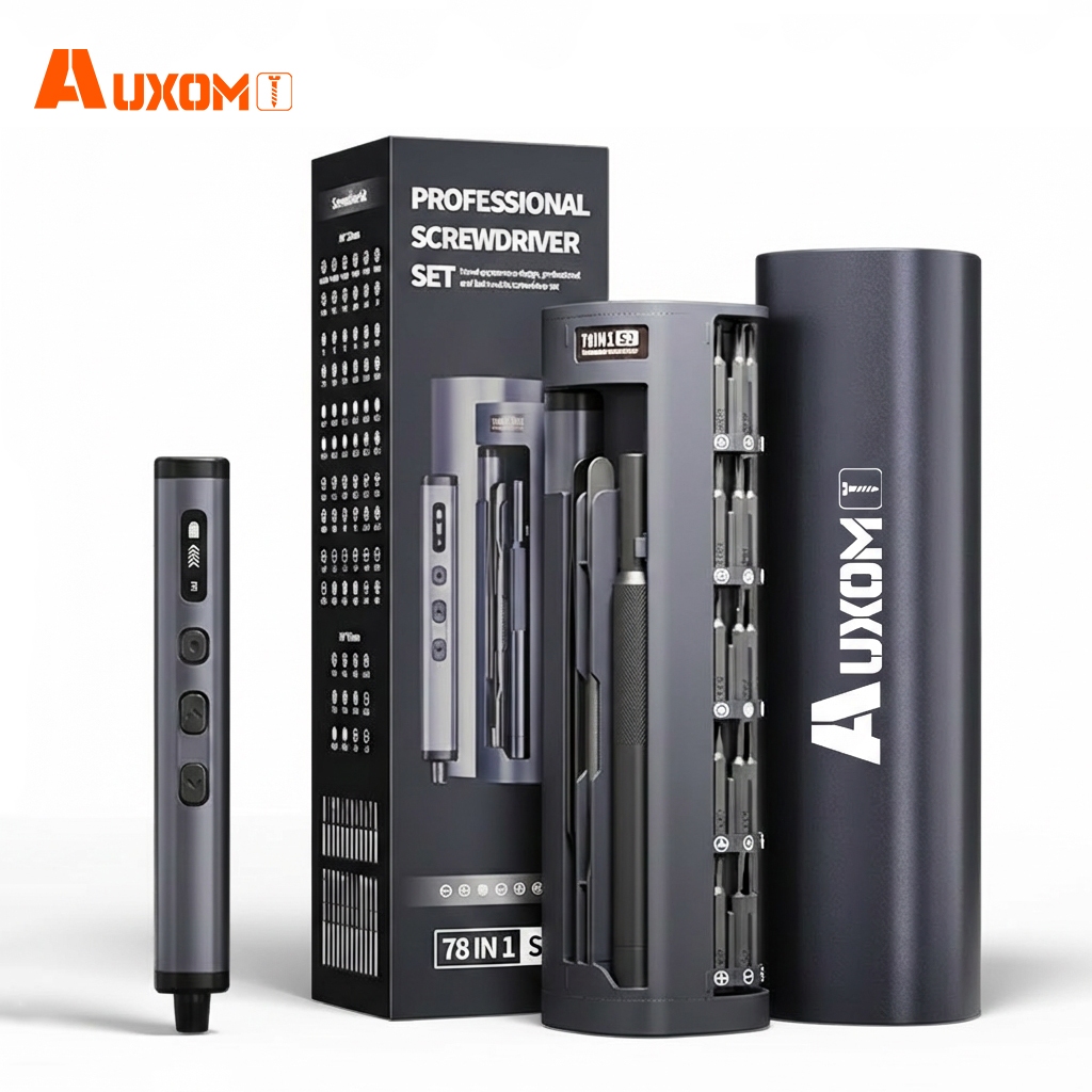 AUXOM Parafusadeira Elétrica Precisão 78 em 1 Magnética Aço S2 OLED USB-C Kit Reparo Celular PC
