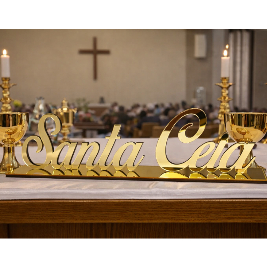 Santa Ceia decoração em acrílico espelhado em Oferta na Shopee