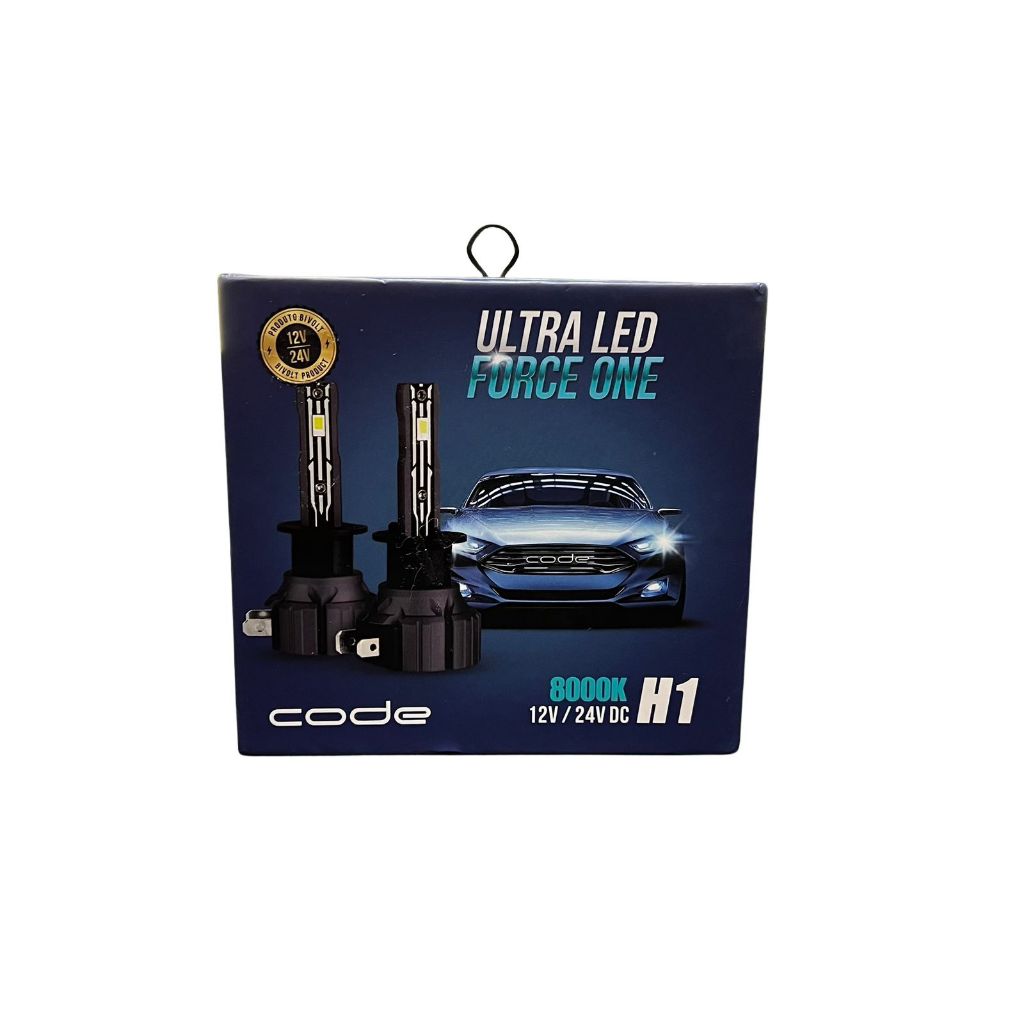 Kit Lâmpada Ultra LED H1 Force One Code 8000K Super Branca 12V/24V