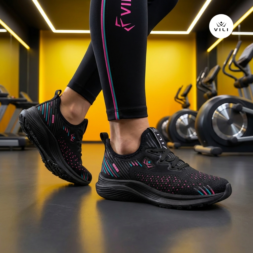 Tênis Feminino Vili Neon Esportivo Treino Preto em Oferta na Shopee