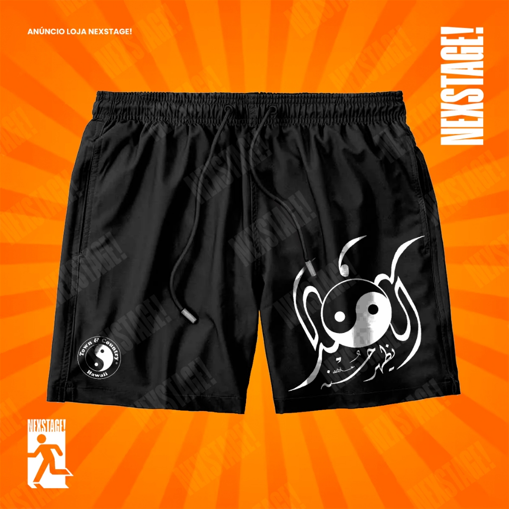 Bermuda Tactel Yin Yang Town Country Árabe Short Mauricinho Mandrake Chave Confortável Com Elastano Ideal Lazer Esportes