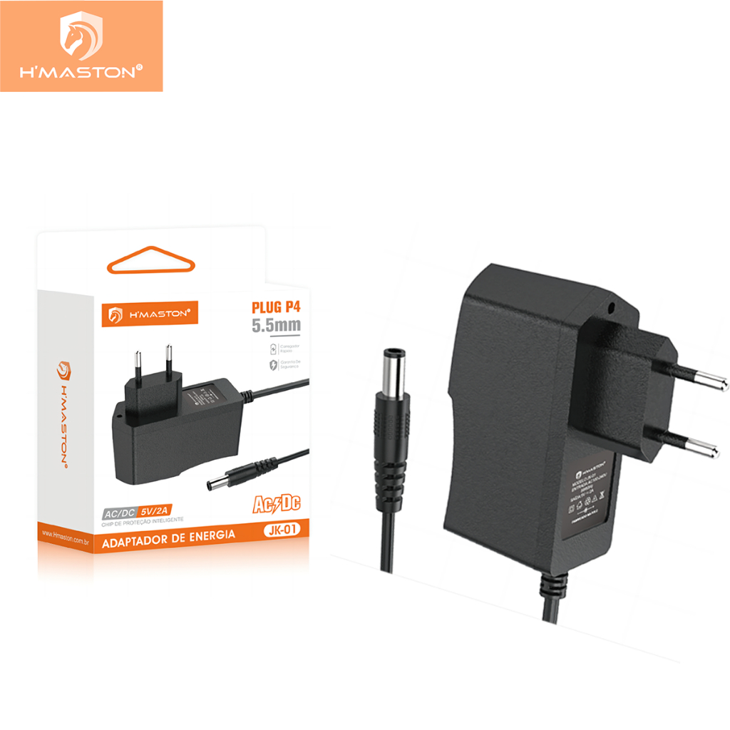 H'maston JK-01 Fonte 5v 2a Power Adapter Bivolt Ac/dc - Com Plug P4 5.5mm
