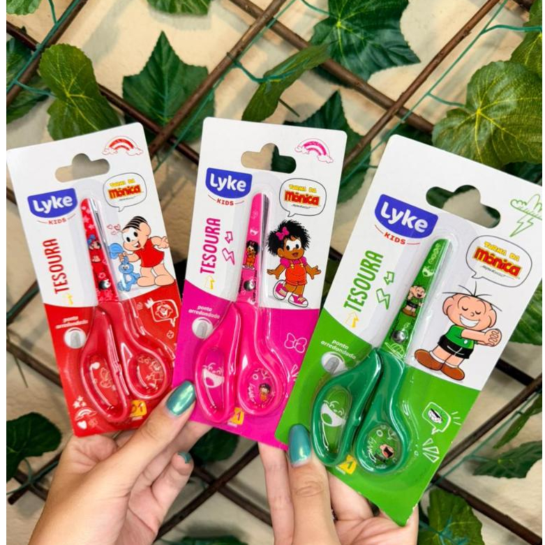 Tesoura Infantil Turma da Monica Desenho Animado Personagem Escola Papelaria Fofa Kawaii Aulas