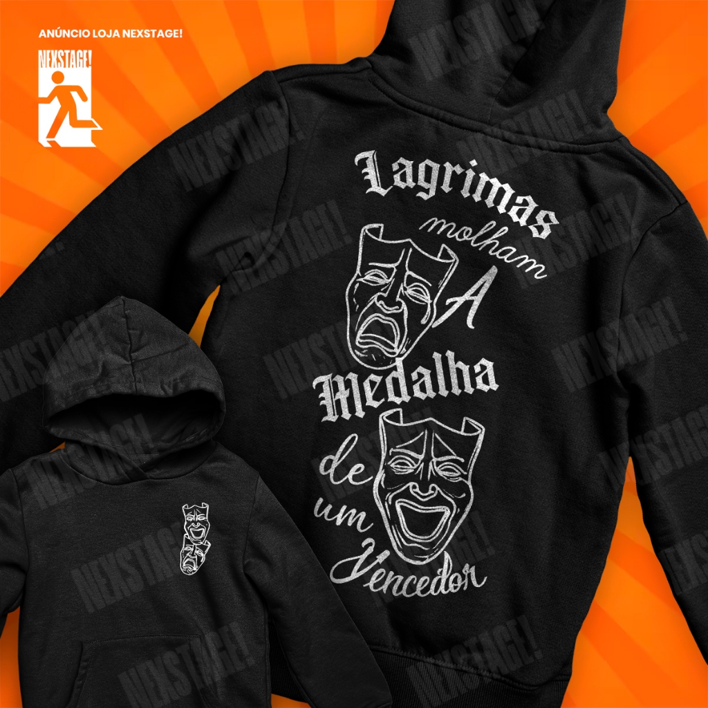 Moletom Canguru Lagrimas Molham Medalha De Um Vencedor Frente E Verso Chora Agora Ri Depois Blusa De Frio Mandrake Chave