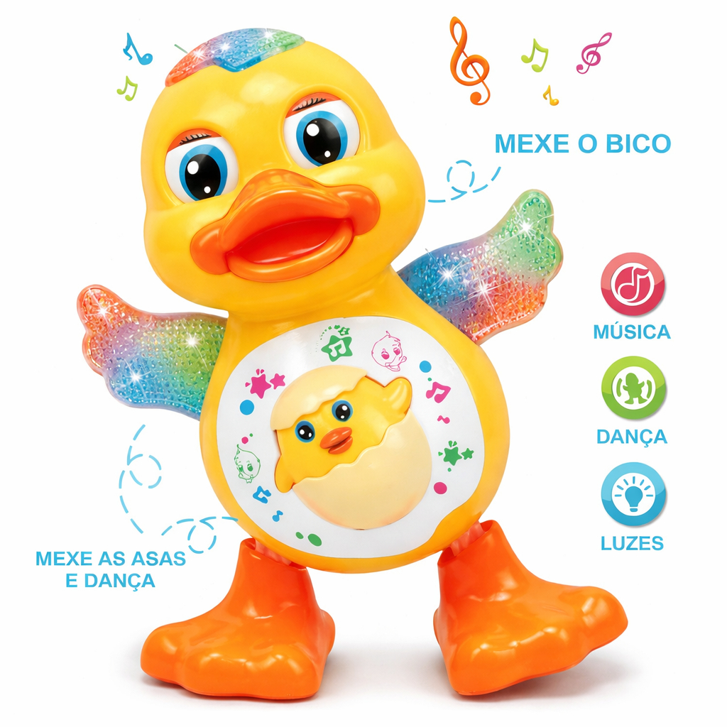 Brinquedo  Patinho Dançante com Luzes Pato Dançarino  Anda, Dança com Luz e Som em Oferta na Shopee