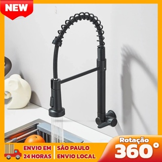 🔥 -R$ 30off 🔥 Torneira Cozinha Gourmet Com Pulverizador Extensão,Preta Montada Na Parede Torneiras De Água Fria em Oferta na Shopee