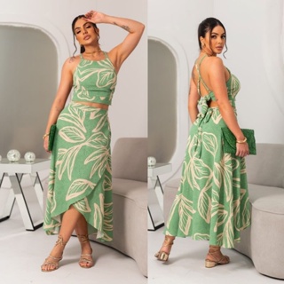 CONJUNTO SAIA ENVELOPE + Cropped, Modelo Saia Envelope Feminino - Tecido DUNA em Oferta na Shopee