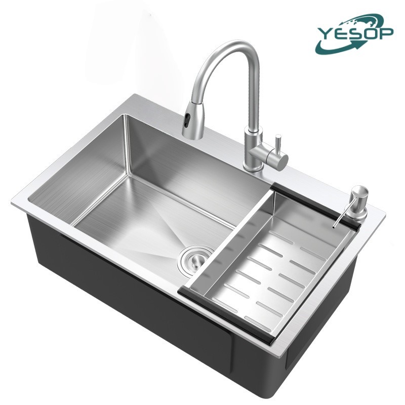 YESOP Cuba Pia Cozinha Gourmet Aço Inoxidável Escovada Com Acessórios em Oferta na Shopee