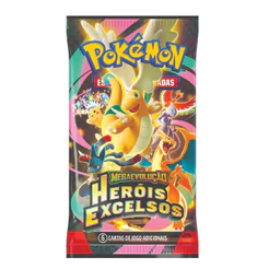 Booster Blister Avulso Pokémon TCG Heróis Excelsos, Caos Ascendente , Fogo Fantasmagorico, Megaevolução
