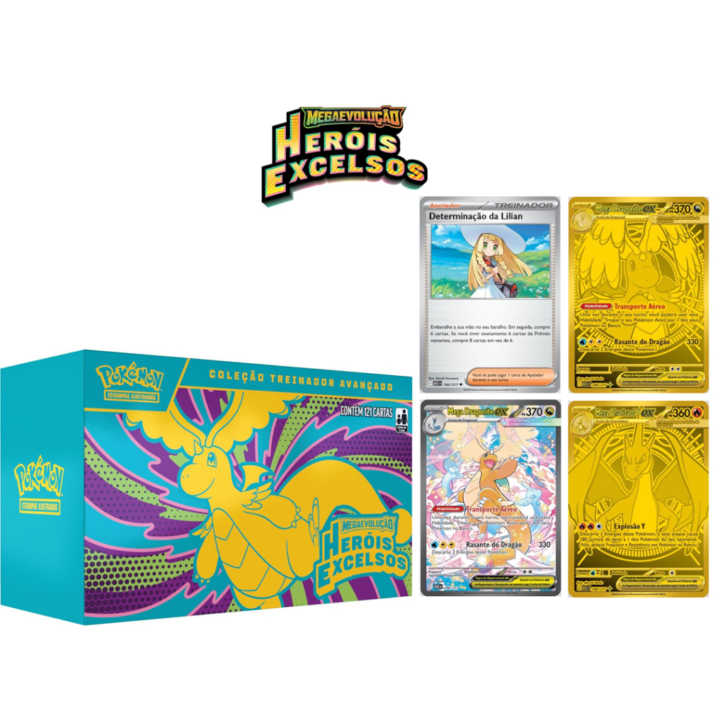 Kit Cartas Avulsas Pokémon Heróis Excelsos – Kit de Até 40 Unidades ou 10 + 10 Brilhantes