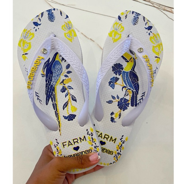 kit 1 ate 3 pares havaianas farm olho grego chinelo feminino com pedrinha